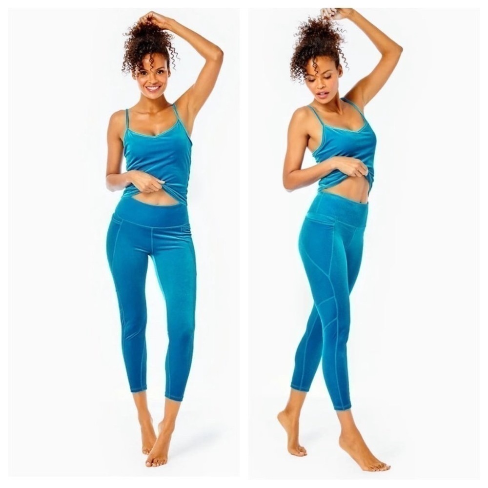 NWT 2 pc Set Lilly Pulitzer Teal Cassis Luxetic Tank & Hi-rise Weekender Legging